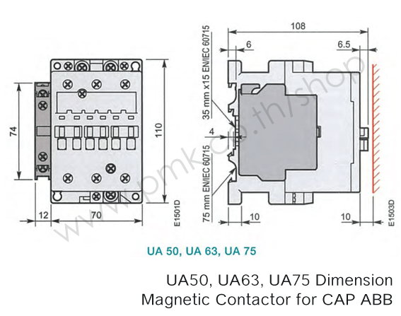 แมกเนติกคอนแทคเตอร์ ขนาด UA50 ABB