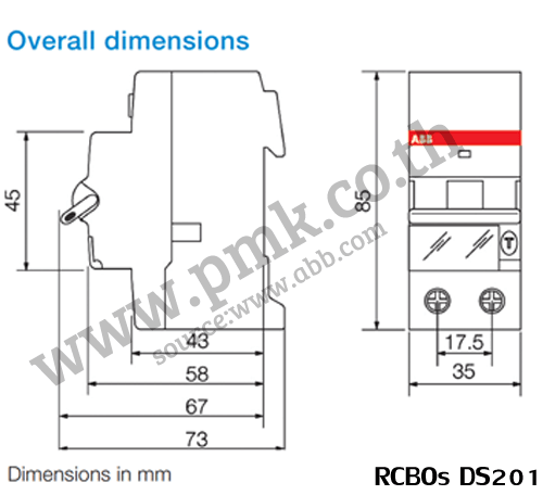rcbo-ds201-dimension